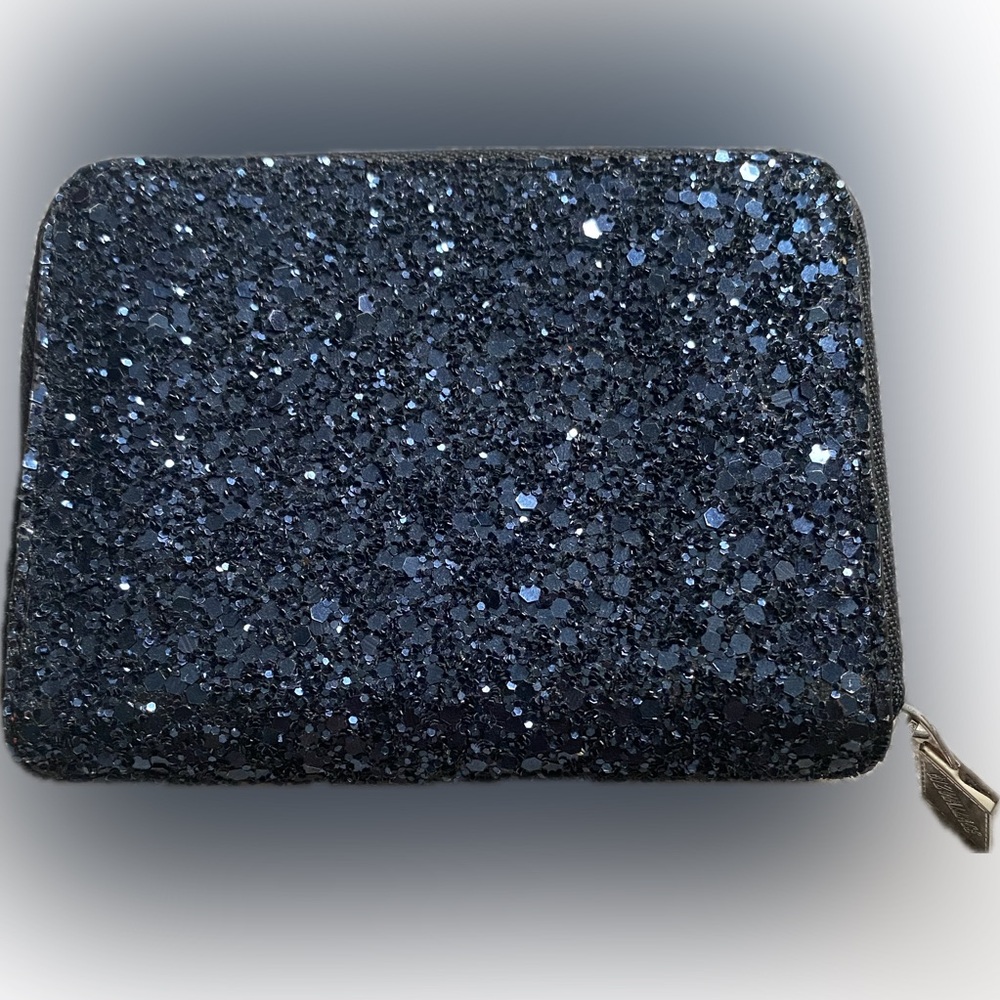 MZ Wallace. Lara Glitter Card Holder / Wallet. Navy Blue.